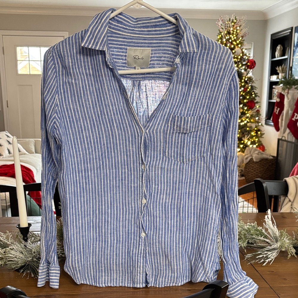 Rails Blue and White Striped Casual Shirt